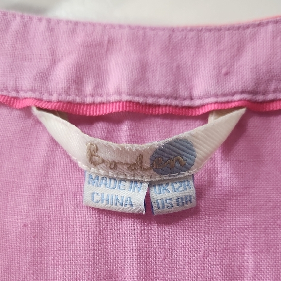 Boden Linen Long Sleeve Tunic In Orchid Pink With Coral And White Trim Size 8 - Picture 2 of 9